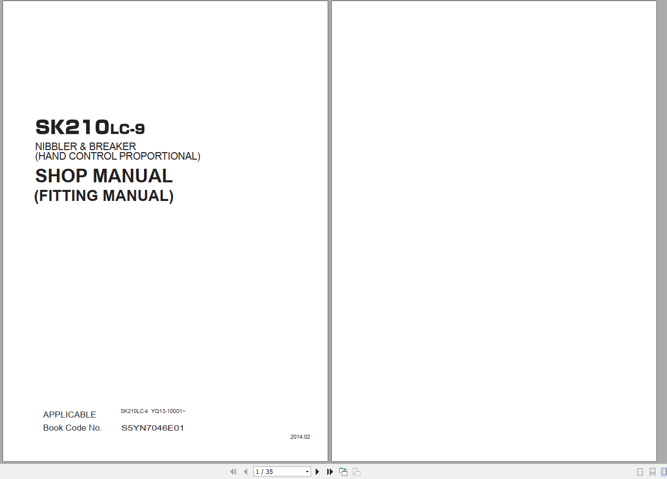 Kobelco Hydraulic Excavator SK210 LC 9 NA Shop Manual S5YN7046E01Kobelco Hydraulic Excavator SK210 LC 9 NA Shop Manual S5YN7046E01 1