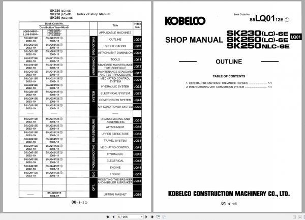 Kobelco Hydraulic Excavator SK210LC 10 NA Shop Manual S5LQ0012E 2