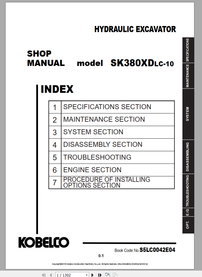 Kobelco Hydraulic Excavator SK330 10 350LC 10 ANZ Shop Manual S5LC0057E01 3 1