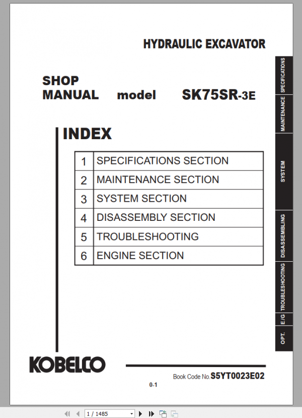 Kobelco Hydraulic Excavator SK55SRX 6E NA Shop Manual S5PS0031E01 3 1