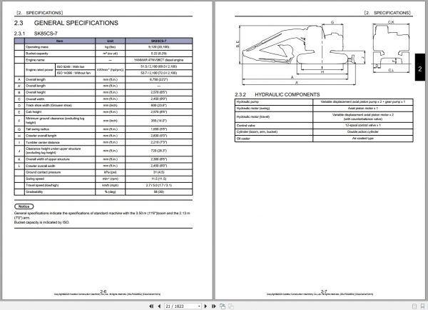 Kobelco Hydraulic Excavator SK85CS 7 NA 2019 S5LF0022E04 Shop Manual 2