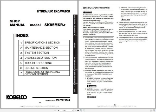 Kobelco Hydraulic Excavator SK85CS 7 NA 2019 S5LF0022E04 Shop Manual 5