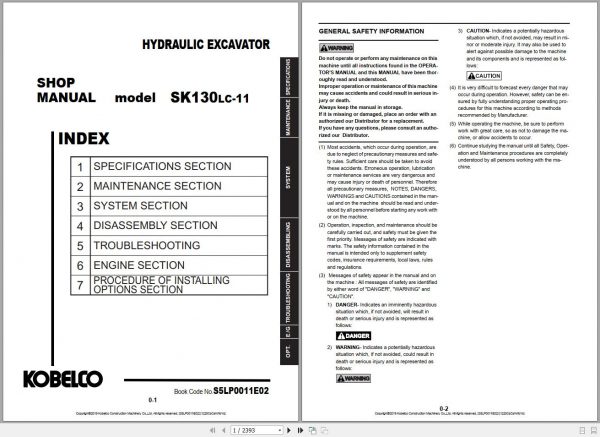 Kobelco Hydraulic Excavator SK85MSR 7 EU 2020 S5LF0021E04 Shop Manual 5 1