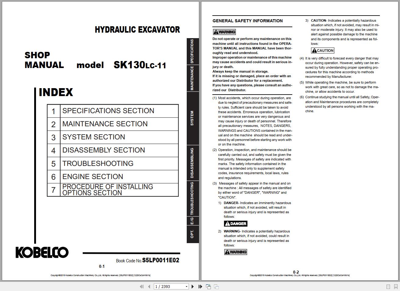 Kobelco Hydraulic Excavator SK85MSR 7 EU 2020 S5LF0021E04 Shop Manual 5 1