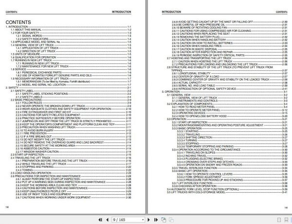 Komatsu Electric Lift Truck FB10141520AGAG 12 Operation Maintenance Manual ABA12E1 01 2