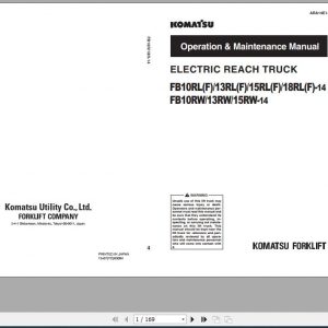 Komatsu Electric Reach Truck FB10 18RLF 14FB10 15RW 14 Operation Maintenace Manual ARA14E1 04 1