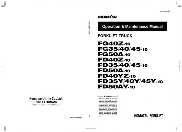 Komatsu Forklift Truck 31GB PDF DVD Part Manual Shop Manual Operation Maintenance Manual 2