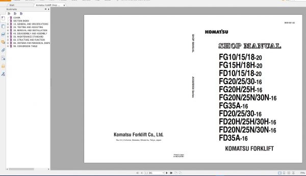 Komatsu Forklift Truck 31GB PDF DVD Part Manual Shop Manual Operation Maintenance Manual 6