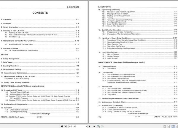 Komatsu Forklift Truck AX BX Series Operation Maintenance Manual OM073 2