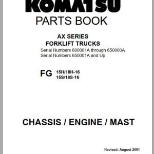 Komatsu Forklift Truck AX Series FG1518HS 16 Parts Book PM078 MC 1