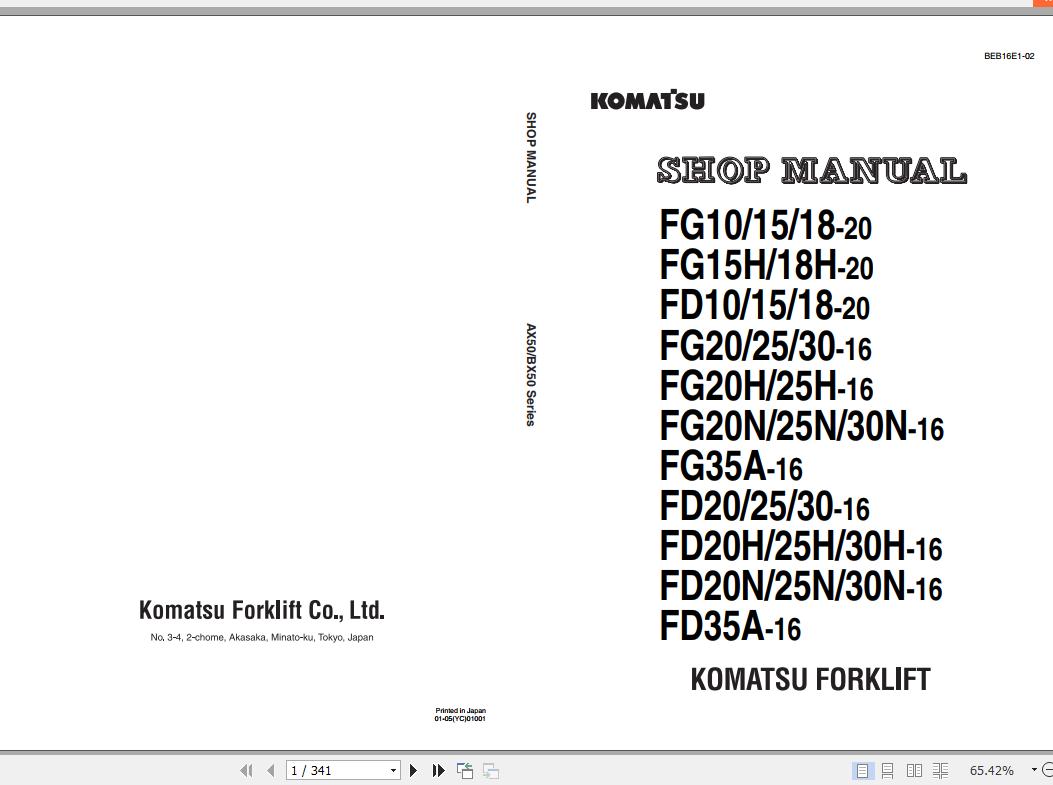 Komatsu Forklift Truck AX50 BX50 Series Shop Manual 1