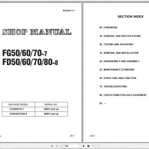 Komatsu Forklift Truck FG506070 7 FD50607080 8 Shop Manual BED08E1 01 1