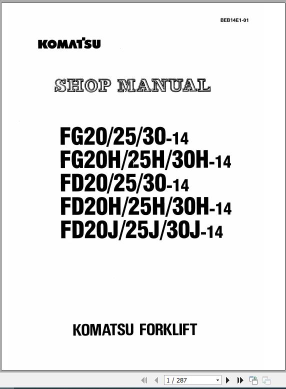 Komatsu Forklift Truck FGFD202530HJ 14 Shop Manual BEB14E1 01 1