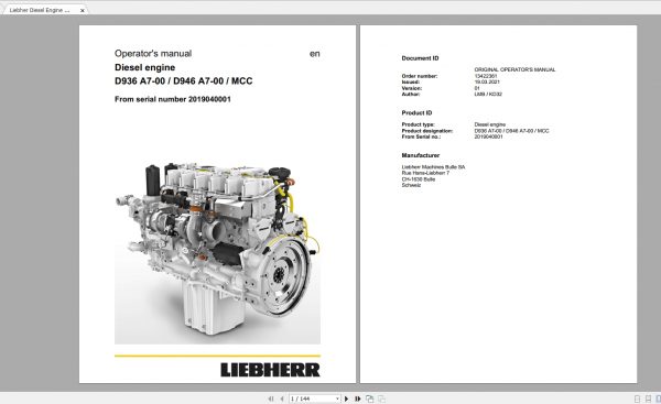 Liebherr Diesel Engines Full Models Updated 04.2021 Operators Manuals PDF DVD 7