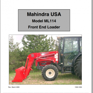 Mahindra Tractor ML114 Series Operators Manuals Installation Instruction 1