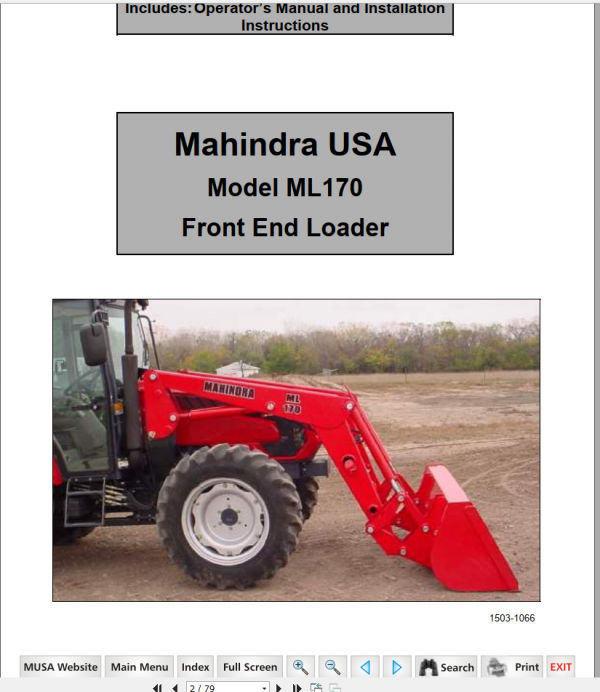 Mahindra Tractor ML170 Series Operators Manuals Installation Instruction 2