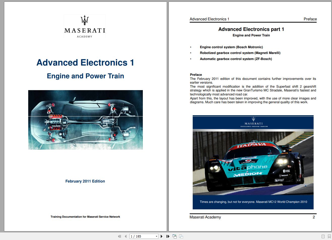 Maserati Advanced Electronics 1 Engine and Power Train Academy Training Manual 1