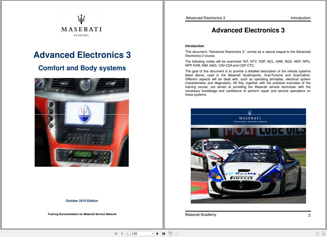 Maserati Advanced Electronics 3 Comfort and Body Systems Academy Training Manual 1