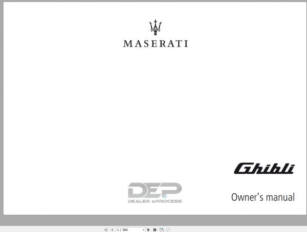 Maserati Ghibli 2019 Owner Manual 1