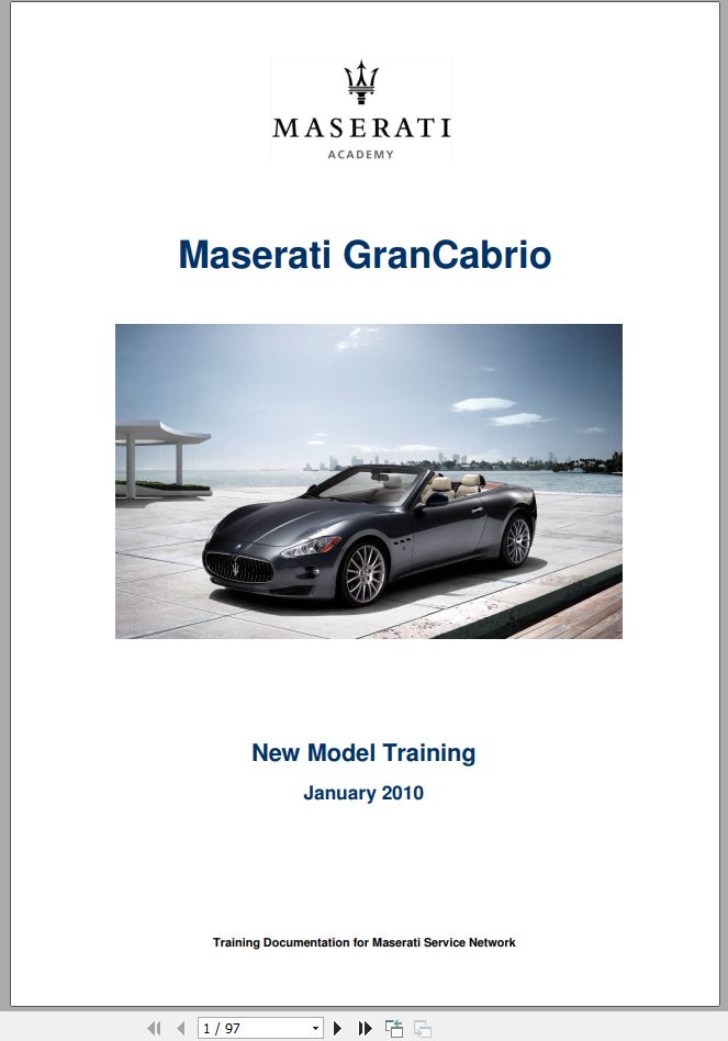 Maserati GranCabrio 2010 Training Manual 1