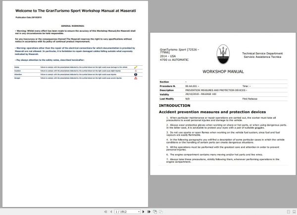 Maserati Granturismo 2018 Sport Workshop Manual 1