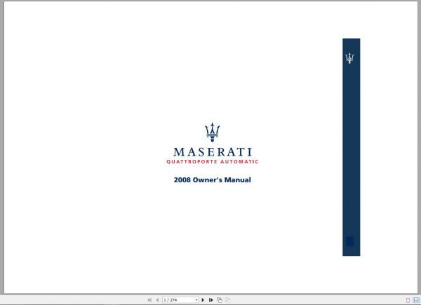 Maserati Quattroporte MY08 Us 2ed 1 Owners Manual 1
