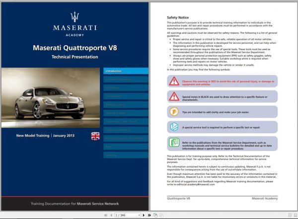 Maserati Quattroporte V8 Technical Presentation Training Manual 2013 1