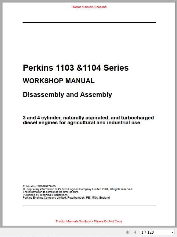 Massey Ferguson Perkins 1103 1104 Series Dissassembley And Assembly 1