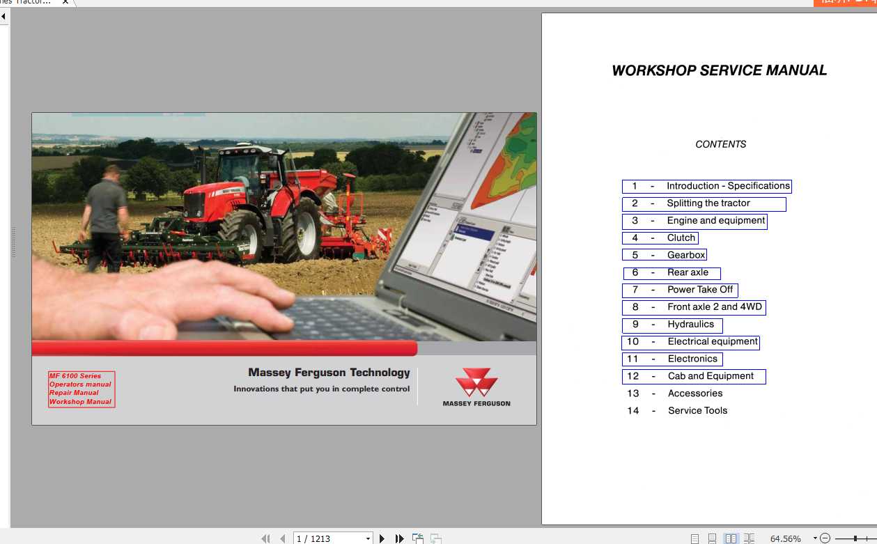 Massey Ferguson Tractors 6100 Series Workshop Service Manual 1