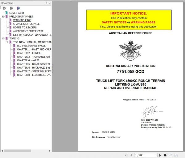 Merlo LiftKing LK AUS10 Overhaul Repair Manual EN 1