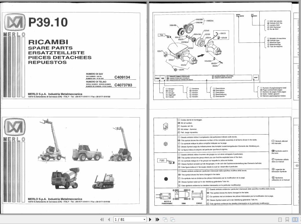 Merlo Telehander P39.10 Plus Parts Catalog ENESDEIT 1