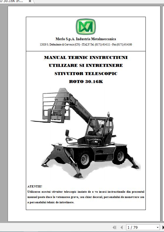 Merlo Telescopic ROTO 30.16K Instruction Manual Romani 1
