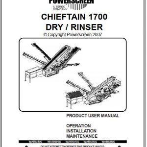 Powerscreen Chieftain 1700 Dry Rinser Operation Installation Maintenance Manual 1