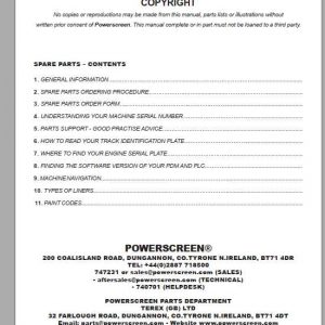 Powerscreen Crusher Tarex Jaw Part Manual 1