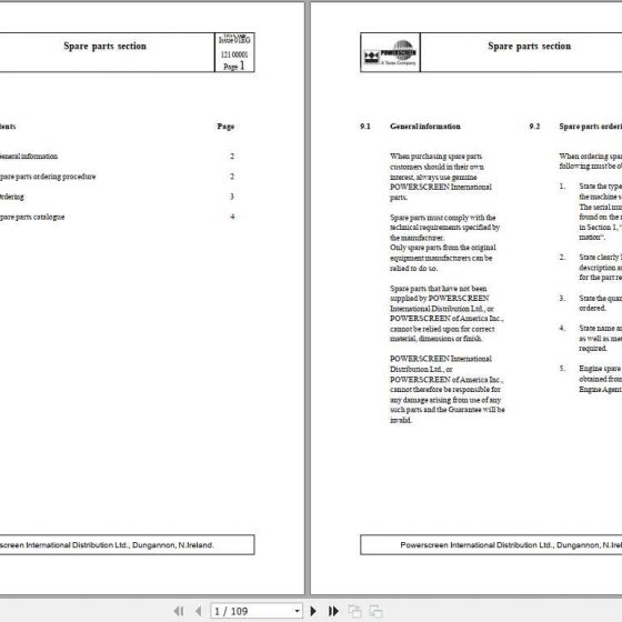 Powerscreen Warrior 800 Illustrated Parts Catalog