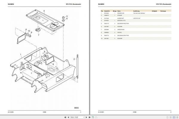 Still Diesel Fork Truck R70 16 12t mot R7074 BUNDESWEHR Spare Parts List DE 2
