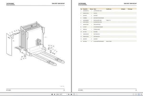 Still Electric Fork Truck EXD EXD SF 0283 0284 Spare Parts List DE 2