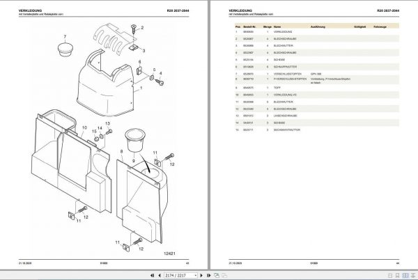 Still Electric Fork Truck R20 14 R20 15 R20 16 R20 18 R20 20 R2037 R2044 Spare Parts List DE 2