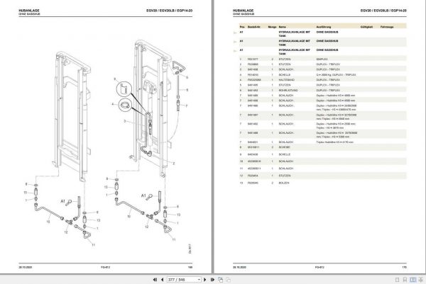 Still Electric Pallet Truck EGV20 EGV20LB EGP14 20 Spare Parts List DE 2