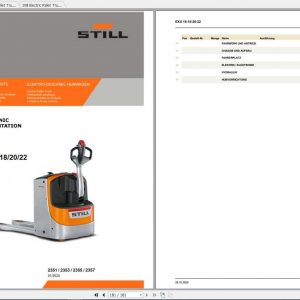 Still Electric Pallet Truck EXU 16 18 20 22 Spare Parts List DE 1