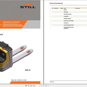 Still Electric Pallet Truck EXU H 0202 Spare Parts List DE 1