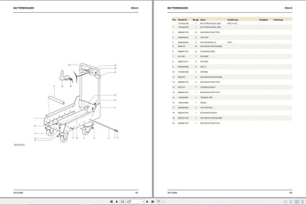 Still Electric Pallet Truck EXU H 18 20 Spare Parts List DE 01.2020 2
