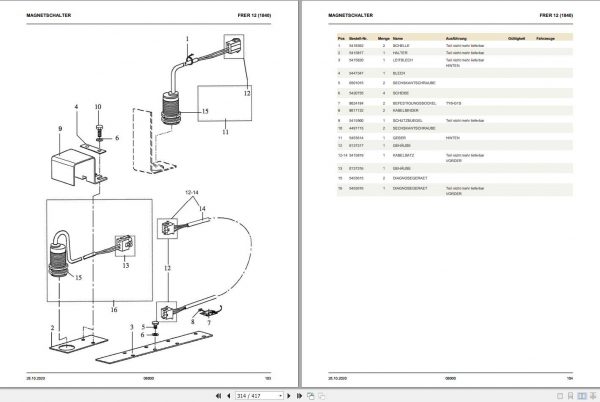 Still Electric Reach Truck FRER 12 13.5 12 16 Spare Parts Lists DE 2