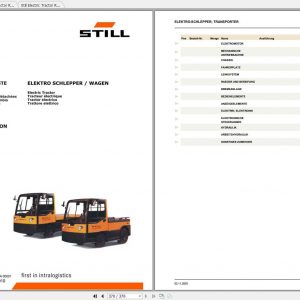 Still Electric Tractor R07 25 R08 20 Spare Parts Lists DE 1