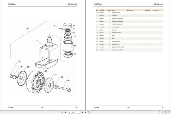 Still Horizontal Order Picker CS 10 M 1041 Spare Parrts List DE 2
