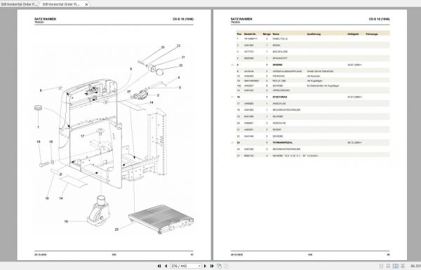 Still Horizontal Order Picker CX S CX S16 Spare Parts List DE 2