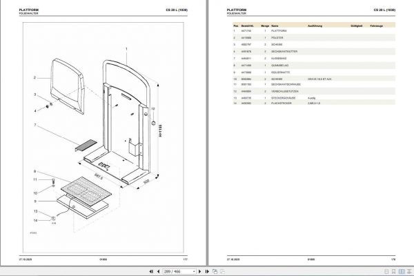 Still Horizontal Order Picker Truck CS 20 L 1043 Spare Parts List DE 2