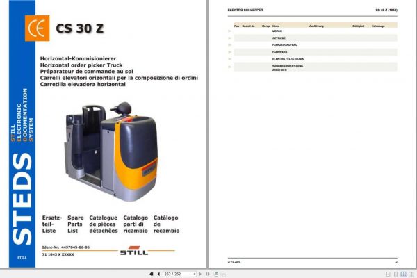 Still Horizontal Order Picker Truck CS 30 Z 1043 Spare Parts List DE 1
