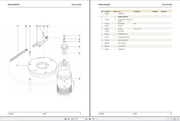 Still Horizontal Order Picker Truck CSH 20 1032 Spare Parts List DE 2