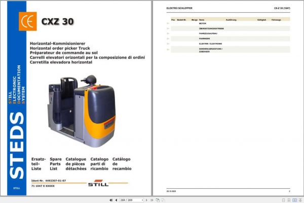 Still Horizontal Order Picker Truck CX30Z 1047 Workshop Manual DE 1